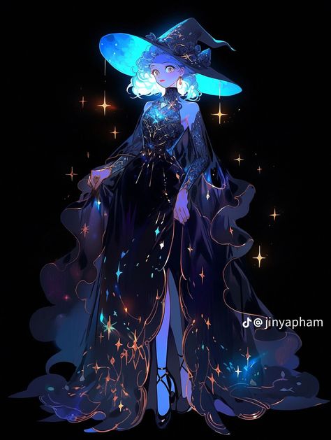 Eclipse Dress, Rococo Aesthetic, Galaxy Drawings, Helix Waltz, Witch Characters, Fantasy Witch, Fantasy Props, Clothing Design Sketches, Witch Outfit