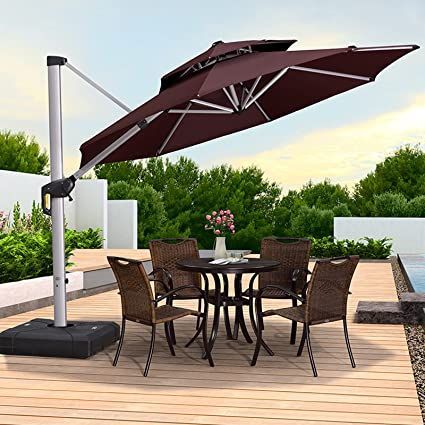 TRGCJGH Outdoor Market Cantilever Umbrella,Offset Hanging Patio Umbrella,for Lawn, Garden, Deck, Backyard,Pool,3.53.5m Capira, Best Patio Umbrella, Beach Patio, Cantilever Patio Umbrella, Offset Umbrella, Garden Parasols, Cantilever Umbrella, Decks Backyard, Terrace Design