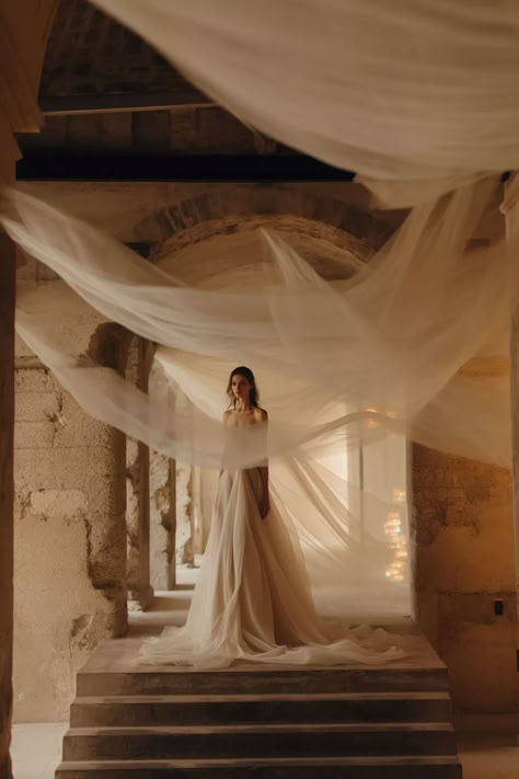 wedding inspo, wedding dress trends, bridal outfit, ethereal wedding, romantic bride, tulle wedding dress Ethereal Wedding Colors, Ethereal Aesthetic Dress, Modern Ethereal Wedding, Aphrodite Wedding, Ethereal Wedding Theme, Tulle Decor, Tree Wedding Ceremony, 2025 Bride, Ethereal Romantic