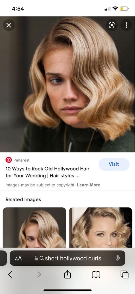 Old Hollywood Wedding Hair Short, Pin Curls For Medium Hair, Hollywood Wave On Short Hair, Shoulder Length Hollywood Curls, Shoulder Length Hollywood Waves, Bob Hollywood Waves, Hollywood Waves Mid Length Hair, Short Hair Hollywood Waves, Short Hollywood Waves