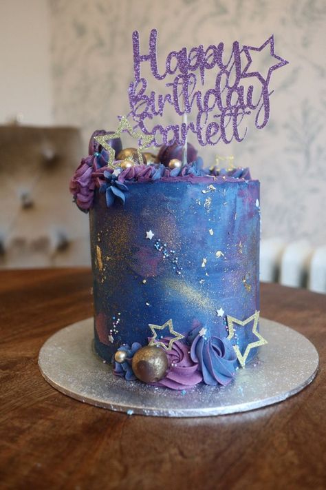 Cake Box Cookies Pastel Galaxy Cake, Galaxy Theme Birthday Cake, Cosmic Cake Ideas, Girly Galaxy Cake, Galaxy Birthday Cakes, Cosmic Birthday Cake, Space Galaxy Cake, Pink Galaxy Cake, Space Birthday Cakes