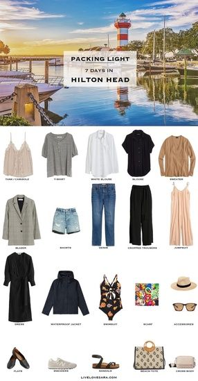 What to pack for Hilton Head packing list | Hilton Head Outfit Ideas | What to Wear in Hilton Head | South Carolina Packing list | Spring Packing List | South Carolina Outfit Ideas | What to Wear in the South Carolina | Packing Light | Capsule Wardrobe | travel wardrobe | Summer packing list | travel capsule | livelovesara  #ShopStyle #MyShopStyle #Travel #Vacation #Holiday Carolina Outfit, Hilton Head Outfits, Travel Wardrobe Summer, Spring Packing List, Packing List Spring, Packing Outfits, Capsule Travel Wardrobe, Summer Packing List, Summer Packing Lists