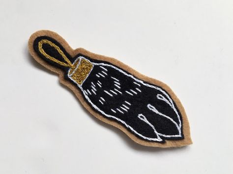 Hand Embroidered Patch, Lucky Rabbit's Foot | Black & Gold | Wool Blend Felt Sew On Patch, Badge, Luck, Charm, Bunny ~ 1.5" x 4" Lucky Tattoo, Feet Drawing, Sewing Patches, Rabbits Foot, Silly Rabbit, Lucky Rabbit, Stitch Gift, Sew On Patch, Foot Tattoo