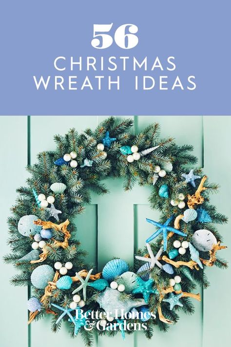 Covered in gifts from the sea, this DIY coastal wreath sets a serene scene for any who come ashore. #christmaswreath #wreathideas #holidaycrafts #bhg Coastal Christmas Wreath, Make A Christmas Wreath, Christmas Wreath Ideas, Diy Christmas Wreath, Coastal Wreath, Diy Christmas Garland, Nautical Wreath, Christmas Wreaths Diy Easy, Outdoor Wreaths