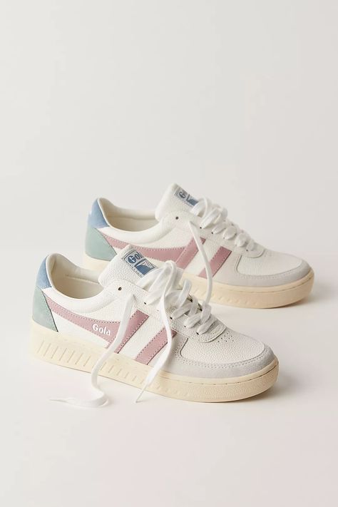 Gola Grandslam Trident Sneakers | Free People Gola Sneakers Outfit, Gola Sneakers, Patina Green, White Lavender, Green Pearls, Low Top Sneakers, Sneakers Outfit, Suede Sneakers, Boho Outfits