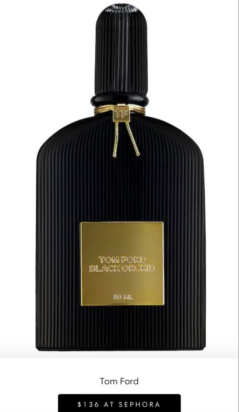 The top notes are French jasmine, black truffle, ylang-ylang, black currant, and effervescent citrus. In the floral-spicy heart, dwells Tom Ford's black orchid, more imaginary than real, and the base combines woodsy notes (patchouli and sandalwood), dark chocolate, incense, amber, vetiver, vanilla, and balsam. Tom Ford Perfume, Tom Ford Black Orchid, Christmas Fragrance, Best Perfumes, Ford Black, First Perfume, Hair Perfume, Unisex Perfume, Maid Of Honour Gifts