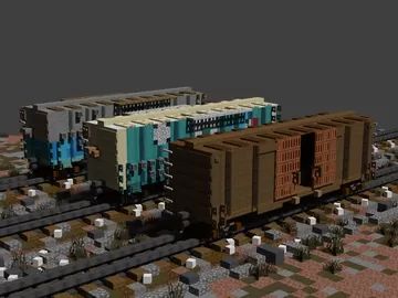 Minecraft Viaduct, Minecraft Town Path, Minecraft Railroad Station, Minecraft Locomotive, Post Apocalyptic Minecraft Builds, Minecraft Forklift, Minecraft Train Bridge, Minecraft Power Lines, Minecraft Shipping Container