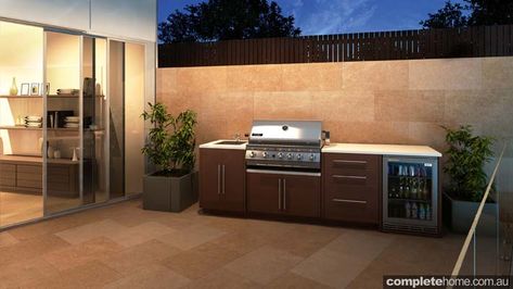 Going alfresco: amazing outdoor kitchen ideas - Completehome Alfresco Designs, Exterior Kitchen, Outdoor Bbq Area, Outdoor Cooking Area, Weber Bbq, Outdoor Kitchen Decor, Outdoor Bbq Kitchen, Outdoor Kitchen Appliances, Basic Kitchen