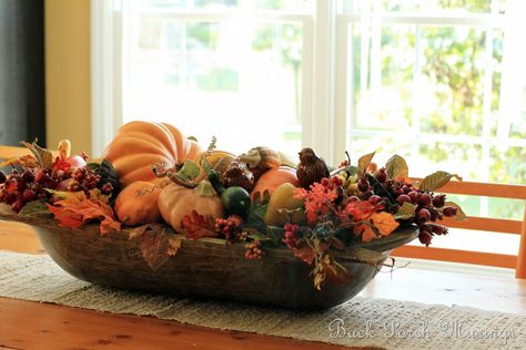 fallvignette8 Fall Displays, Dough Bowl Centerpiece, Fall Designs, Dough Bowls, Wooden Dough Bowl, Fall Arrangements, Fall Deco, Fall Thanksgiving Decor, Autumn Decorating