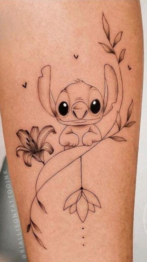 Lilo And Stitch Tattoos, Disney Stitch Tattoo, Lilo And Stitch Tattoo, Ohana Tattoo, Disney Sleeve Tattoos, Disney Sleeve, Stitch Tattoo, Lilo And Stitch Drawings, Stitch Drawing