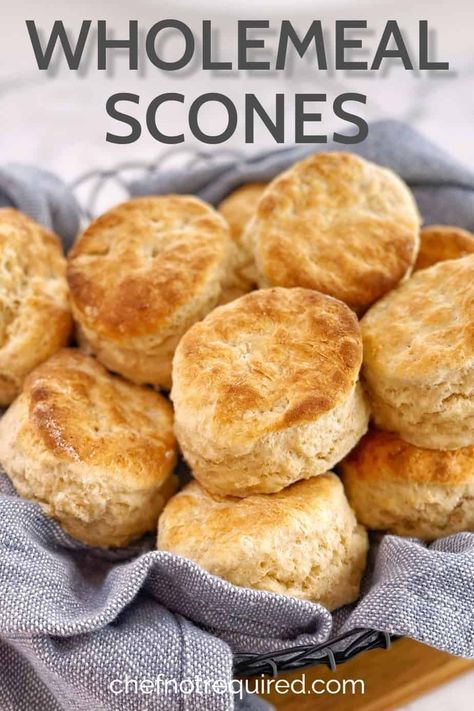 Want to make wholemeal scones? These savory brown scones are the perfect alternative to traditional sweet scones. Using whole meal flour and parmesan cheese, these are great served with lashings of butter. You could serve them for afternoon tea, or as a quick alternative to bread rolls for dinner. #chefnotrequired #scones Wholemeal Flour Recipes, Scones With Buttermilk, Wholemeal Scones, Rolls For Dinner, Alternative To Bread, Sweet Scones, Bread Flour Recipe, Healthy Scones, Cheese Scone Recipes