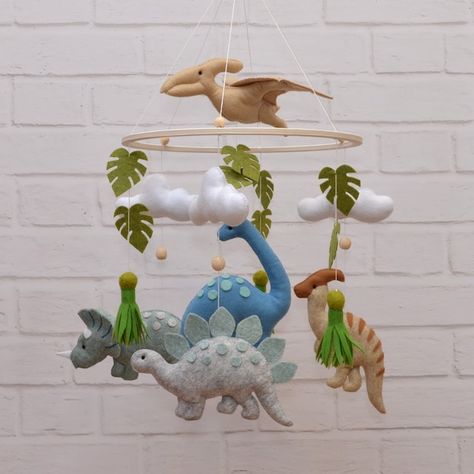 Dinosaur Mobile, Dino Nursery, Crib Decor, Mobile Hanging, Baby Mobil, Felt Mobile, Dinosaur Nursery, Mobile Baby, Baby Crib Mobile