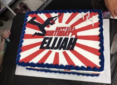 Ninja Sheet Cake, American Ninja Warrior Cake, Ninja Warrior Birthday Cake, Ninja Warrior Cake, America Ninja Warrior, Golden Birthday Parties, Ninja Birthday Parties, 6th Birthday Cakes, Ninja Birthday