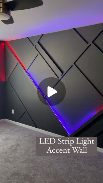 Bedroom For Teenagers Boys, Teen Boy Accent Wall Ideas, Led Feature Wall, Led Light Accent Wall, Boys Bedroom Panelling, Room Led Ideas, Teen Bedroom Led Lights, Accent Wall With Led Lights, Diy Boys Room Decor Ideas