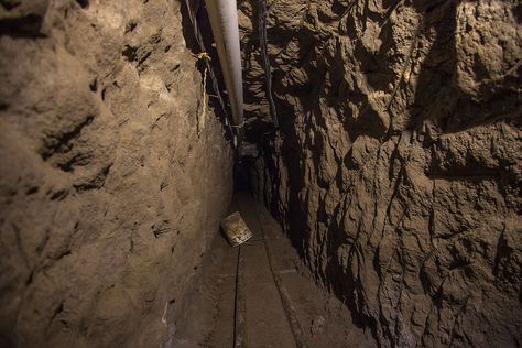 MEXICO CITY, MEXICO - JULY 15:  A view of the tunnel through which according to the authorities Joaquin 'El Chapo' Guzman escaped of Mexican Maximum Security Prison of 'El Altiplano' on July 15, 2015 in Mexico City, Mexico. 'El Chapo' escaped through a tunnel made between the prison and a half-built house, according to the Government's version, making this the second time he escapes from a Maximum Security Prison. (Photo by Manuel Velasquez/LatinContent/Getty Images) Jake Brown, Alcatraz Prison, American Crow, Secret Tunnel, Secret Passageways, Yellowstone River, Construction Waste, Bored At Home, Missouri River