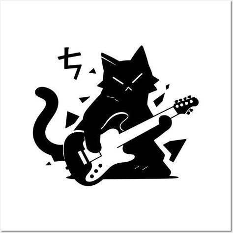 Doodle Cat Tattoo, Cats Pfp Drawing, Drawn Cat Pfp, Black Doodles Aesthetic, Pfp Icons Cat, Profile Picture Grunge, Cat Drawing Icon, Icons Gatos, Guitar Asthetic