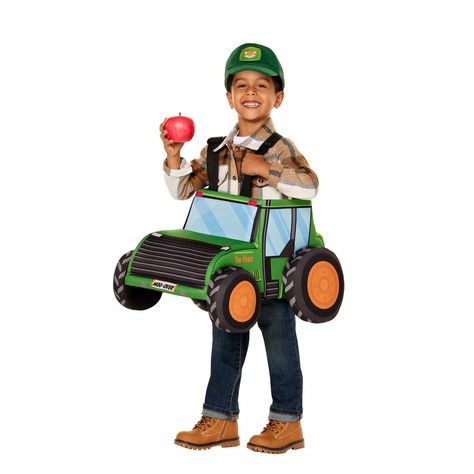 Toddler One Size Tractor Ride-Along Costume - Spirithalloween.com Toddler Farmer Costume, Steampunk Mens Costume, Steampunk Womens Costume, Farmer Costume, Disney Baby Costumes, Safari Costume, Light Up Costumes, Firefighter Costume, Orange Wheels