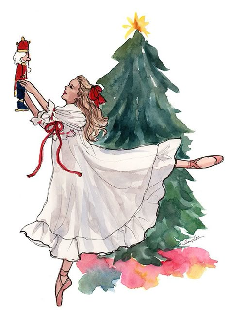 Clara y su cascanueces. Inslee Haynes, Nutcracker Ballet, Christmas Illustrations, The Nutcracker, Christmas Drawing, Nutcracker Christmas, Christmas Illustration, Watercolor Drawing, Christmas Aesthetic