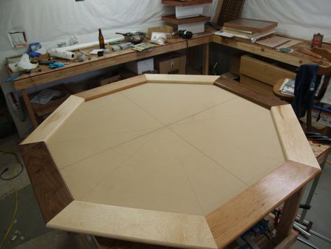 Basement Card Table Ideas, Diy Poker Table Top, Poker Table Ideas, Diy Card Table, Diy Poker Table, Poker Table Diy, Octagon Poker Table, Poker Table Plans, Round Poker Table