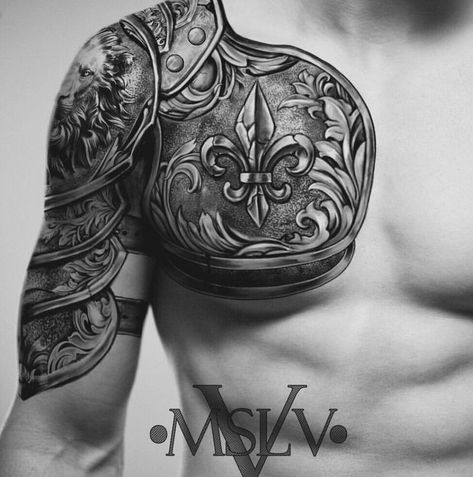 Men’s Armor Tattoo, Body Armour Tattoo, Armor Back Tattoo, Shoulder Armor Tattoo Design For Men, Tattoo Armor Shoulder, Armor Tattoos For Men, Armour Tattoo Shoulder, Armour Sleeve Tattoo, The Armor Of God Tattoo