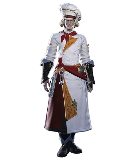 Fantasy Chef, Chef Character, Doodle Characters, Chef Clothes, Chef Uniform, Dungeons And Dragons Homebrew, Game Character Design, Final Fantasy Xiv, Game Inspiration