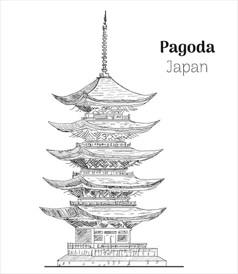 Pagoda japan. hand drawing vector illust... | Premium Vector #Freepik #vector #pagoda #china-building #china-temple #chinese-building Pagoda Drawing, Pagoda Japan, Temple Drawing, Chinese Pagoda, Japan Temple, Japanese Pagoda, Chinese Temple, Drawing Vector, Hand Drawing