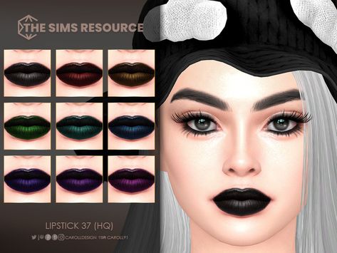 Black Lipstick Sims 4 Cc, Sims 4 Black Lipstick, Sims 4 Cc Black Lips, Sims 4 Cc Goth Makeup, Sims4 Lipstick, Sims 4 Lipstick, Sims 4 Cc Goth, Sims Finds, How To Make Lipstick