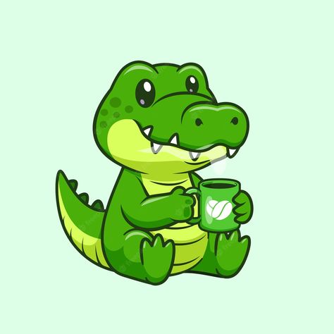 Crocodile Cartoon Cute, Cute Crocodile Drawing, Cute Crocodile Illustration, Crocodile Cute, Animals Animated, Cartoon Crocodile, Crocodile Illustration, Crocodile Cartoon, Cute Crocodile