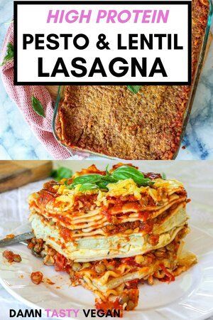 Easy vegan high protein pesto and lentil lasagna.  Delicious and healthy weeknight dinner recipe that can feed a large family. Soy free and tofu free and dairy free pesto ricotta recipe made from white beans.  Rich, creamy and delicious. #vegan #lasagna #weeknight #highprotein #vegetarian Easy Vegan Lasagna, Protein Pesto, Lentil Lasagna, Lentil Vegan, Pesto Ricotta, Vegan High Protein, Lentils Vegan, Pesto Sauce For Pasta, How To Make Lasagna