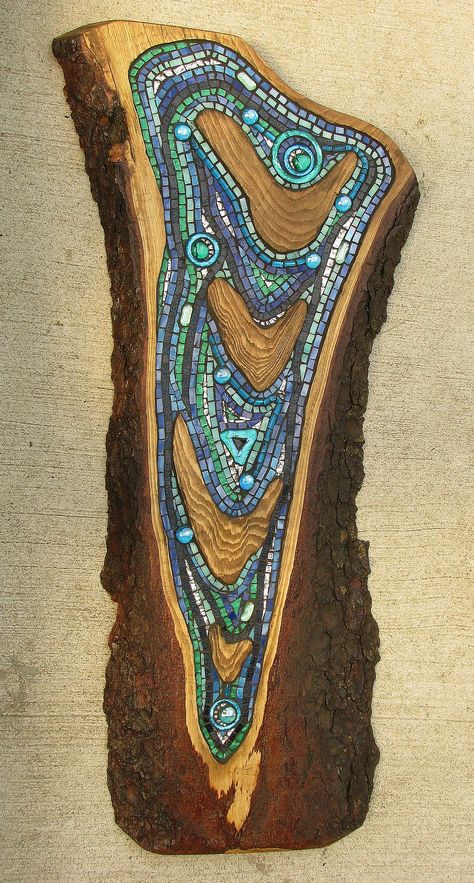 ripples | mosaic on willow | jill swanink | Flickr Mosaic Stained, Mosaic Madness, Creation Art, Wood Mosaic, Mosaic Garden, Mosaic Projects, Driftwood Art, Mosaic Designs, Stained Glass Mosaic