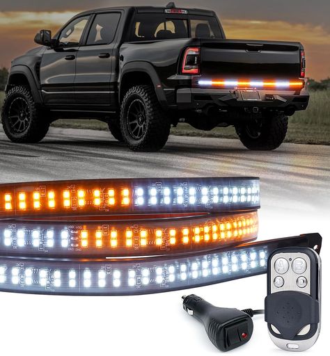 PRICES MAY VARY. ILLUMINATE THE ROAD SAFETY - Improve the back window or tailgate of your trucks visible with the brilliant glow of our 60-inch double-row tailgate strobe lights strip. Built-in 384 high-intensity leds, these emergency strip lights provide unparalleled visibility day or night, ensuring the driver notices with ease, making them perfect for late-night drives, first responder duties, city workers, or responding to emergencies. BUILT TO LAST, RUGGED DURABILITY - Crafted from durable Truck Interior Accessories, Chevy Trucks Accessories, Work Trucks, Night Drives, Late Night Drives, Safety Lights, Strobe Light, Truck Interior, Road Safety