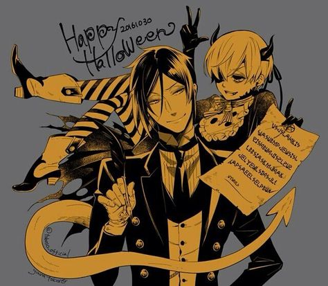 Happy holloween black butler sebastian and ciel Phantomhive Black Butler Meme, Yana Toboso, Desenhos Love, Black Butler Sebastian, Black Butler Manga, Black Butler 3, Black Butler Ciel, Sebastian Michaelis, Black Butler Anime