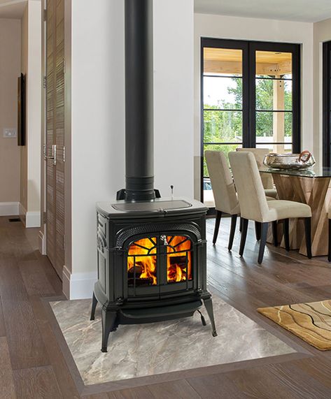 Stoves & Fireplaces | Wood + Freestanding Stove + Medium | Higgins Vermont Castings Wood Stove, Woodburning Stove Fireplace, Vermont Castings, Wood Burning Insert, Freestanding Stove, Wood Heat, Wood Heater, Cast Iron Stove, Freestanding Fireplace