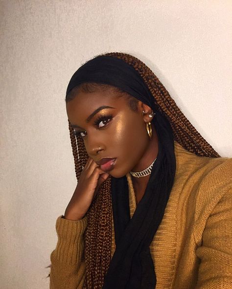 Color 2 Box Braids, Dark Brown Box Braids On Dark Skin, Dark Skin With Brown Braids, Brown Braids For Black Women Dark Skin, Dark Skin Box Braids Hair Colors, Dark Skin Colored Braids, Box Braids Color Ideas Brown Skin, Brown Box Braids On Dark Skin, Dark Skin Braids Color