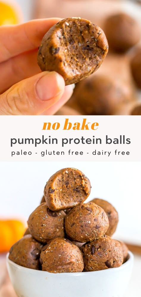 Paleo Protein Balls, Pumpkin Protein Balls, Fall Bakery, Paleo Recipes Snacks, Pumpkin Balls, Pumpkin Cravings, Pumpkin Protein, Protein Balls Recipes, Inflammatory Recipes