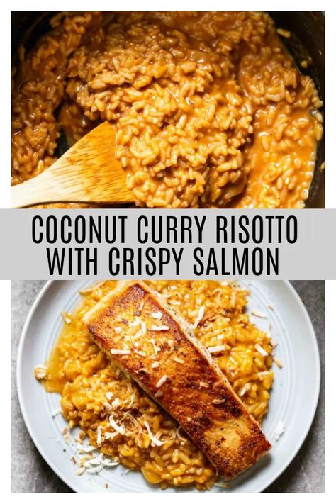 Curry Risotto, Filet Mignon Chorizo, Zakir Khan, Crispy Salmon, Risotto Dishes, Salmon Red, Zak Bagans, For Keeps, Salmon Filet