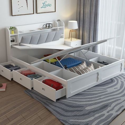 Bed With Drawers Underneath, King Size Storage Bed, Bed Designs With Storage, Drawers Design, Bed Frame With Drawers, Cama King Size, Bed Design Modern, Platform Bed With Storage, Cama King