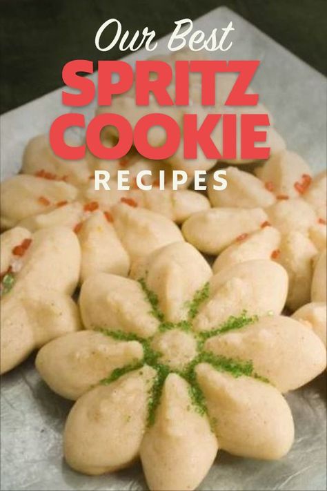 Best Spritz Cookies Recipes, Taste Of Home Spritz Cookies, Spritz Cookie Recipe Christmas, Recipe For Spritz Cookies, Best Spritz Cookies, Cake Mix Spritz Cookies, Martha Stewart Spritz Cookies, Best Spritz Cookie Recipe Christmas, Swedish Spritz Cookie Recipe