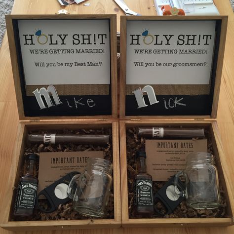 Groomsmen proposal, groomsmen box Groomsman Boxes, Groomsmen Boxes, Groomsmen Invitation, Groomsmen Ideas, Bridesmaids Ideas, Jasmine Wedding, Bridesmaid Groomsmen, Bridesmaid Groomsmen Gifts, Pelican Hill