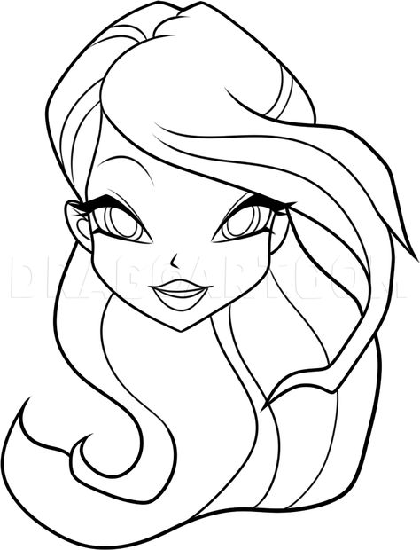 Bloom From Winx Club, Trace Drawing, Character Outline, Cartoon Style Drawing, Anatomy Sketches, Princess Coloring Pages, Drawing Guide, Princess Coloring, Cartoon Coloring Pages