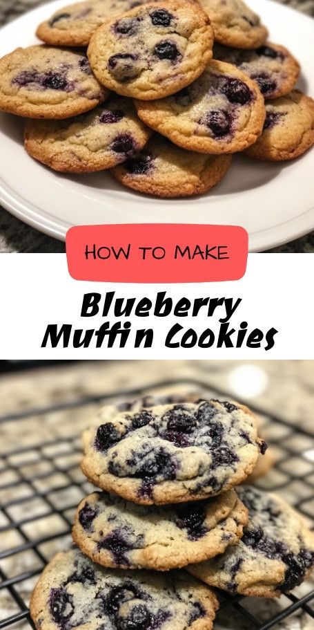 Indulge in the perfect treat with these Blueberry Muffin Cookies that combine chewy cookies and fluffy muffins. Bursting with juicy blueberries and a hint of vanilla, this easy recipe yields 24 delicious cookies ready in just 30 minutes. Bake up some joy and celebrate berry season! #BlueberryCookies #MuffinCookies #HomemadeTreats #BakingLove Blueberry Muffin Cookies, Blueberry Cookies Recipes, Healthy Blueberry Recipes, Muffin Cookies, Lemon Blueberry Cookies, Fluffy Muffins, Strawberry Shortcake Cookies, Blueberry Cookies, Chewy Cookies