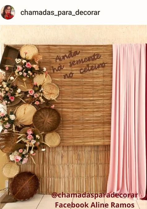 Exhibition Decoration Ideas, Bamboo Backdrop, Brown Backdrop, Paper Party Decorations, Wedding Backdrop Design, Diy Rustic Decor, Wooden Lanterns, Native Design, African Decor