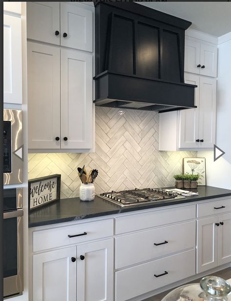 White kitchen black worktop