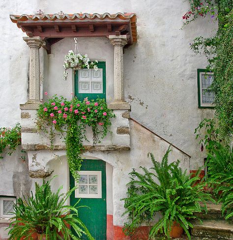 Balcony Setubal Portugal, Green Doors, Architecture Unique, Portugal Travel, Spain And Portugal, Beautiful Doors, Oh The Places Youll Go, Dream Destinations, Old House