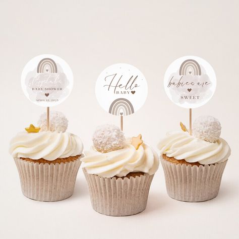 Add a sweet and personalized touch to your baby shower treats with these charming cupcake toppers. Designed with warm brown tones, they bring a modern and earthy feel to your celebration.

These toppers are available in a digital format, making them easy to print and customize for your event. Whether you're hosting a gender-neutral shower or simply love the earthy tones, these cupcake toppers are sure to be a hit with your guests.

Go to Etsy now!