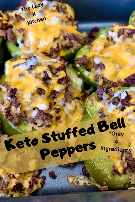 Keto Stuffed Bell Peppers - The Lazy K Kitchen Cauliflower Rice Ground Beef, Keto Stuffed Bell Peppers, Stuffed Peppers Low Carb, Stuffed Bell Peppers Ground Beef, Stuffed Bell Peppers Recipe, Ketone Recipes, Stuffed Peppers Beef, Keto Stuffed Peppers, Stuffed Pepper Casserole