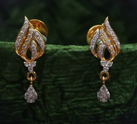 Light Weight Gold Latkan Earrings | Latest Designs - K4 Fashion Outlet Drawer, Small Earrings Gold, Bracelets Style, Gold Earrings Indian, Simple Gold Earrings, Antique Gold Earrings, Gold Jewelry Outfits, New Gold Jewellery Designs, Gold Earrings Models