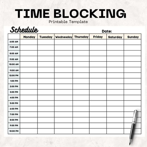 Excited to share this item from my #etsy shop: Printable Time Blocking|Time Blocking Planner| Daily Planner|Instant Download| Time Management|Daily Schedule Planner Setup Ideas, Time Blocking Printable, Health Printables, Time Blocking Schedule, Time Blocking Planner, Time Management Printable, Daily Planner Printables Free, Daily Schedule Template, Block Scheduling