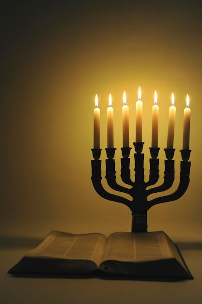 Menorah and open bible with 7 lighted ca... | Premium Photo #Freepik #photo #jew #hebrew #jewish #menorah Open Bible, Church Backgrounds, Christ Quotes, Golden Background, Photo Candles, Jesus Pictures, Menorah, Art Drawings Sketches, Vector Photo