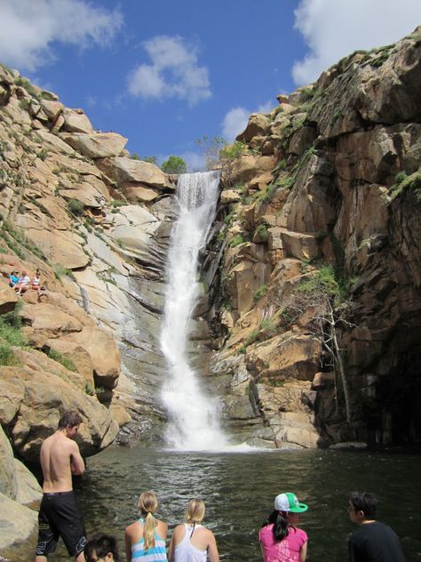 Cedar Creek Falls Trail. Hike to Devil's Punch Bowl, Ramona, CA about 40 miles from San Diego. 3 hour trek. Level- Difficult Usa Waterfalls, Cedar Creek Falls, San Diego Bucket List, San Diego Hiking, California Hiking, California Hikes, Cliff Jumping, California Destinations, San Diego Travel